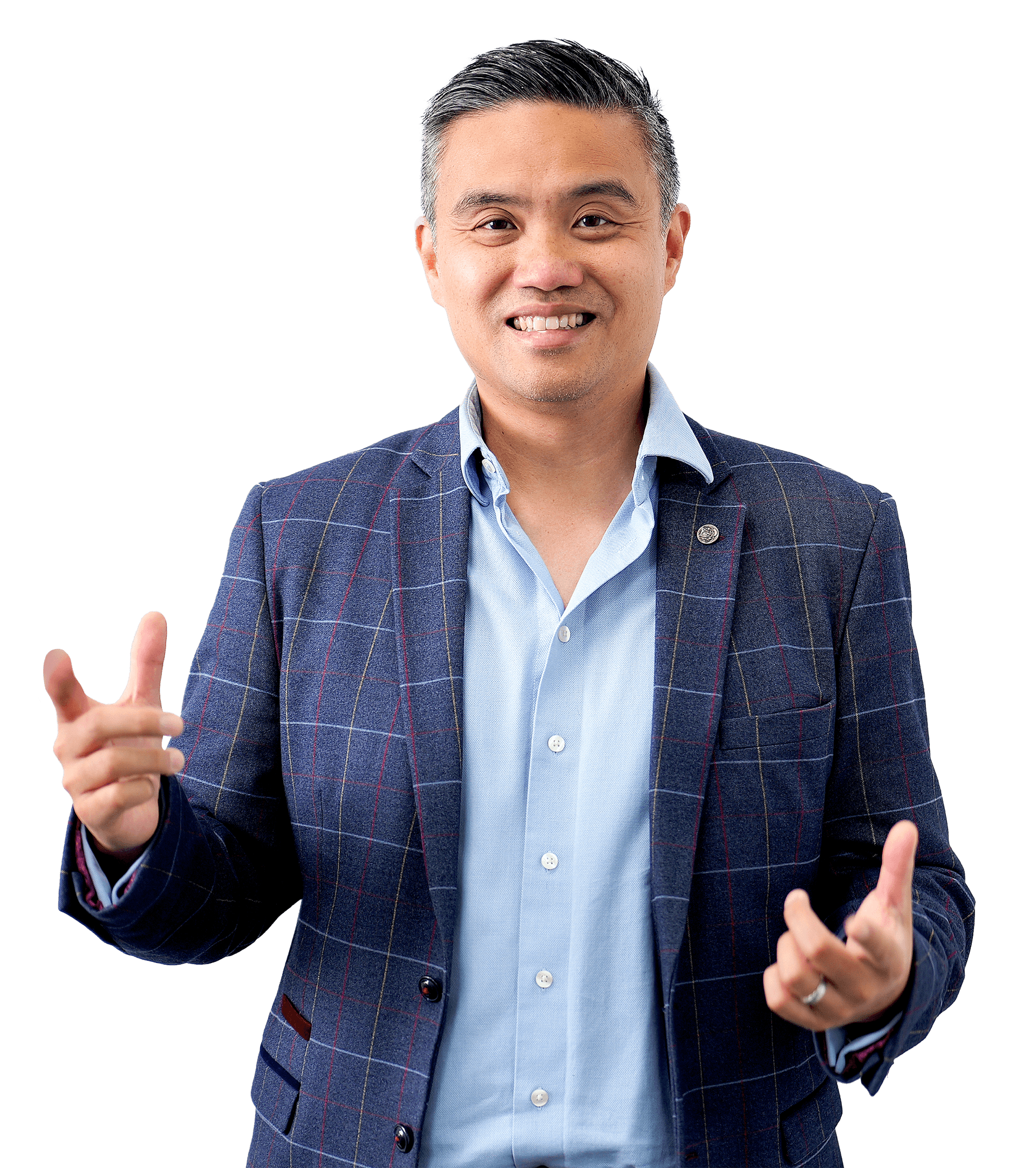 Professor Paul Lee smiling while making an explanatory hand gesture